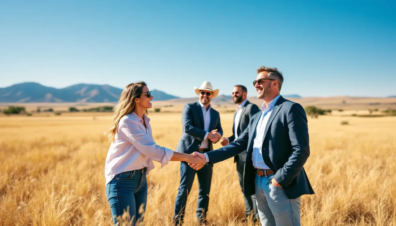 A celebratory moment of closing a land sale in Texas.