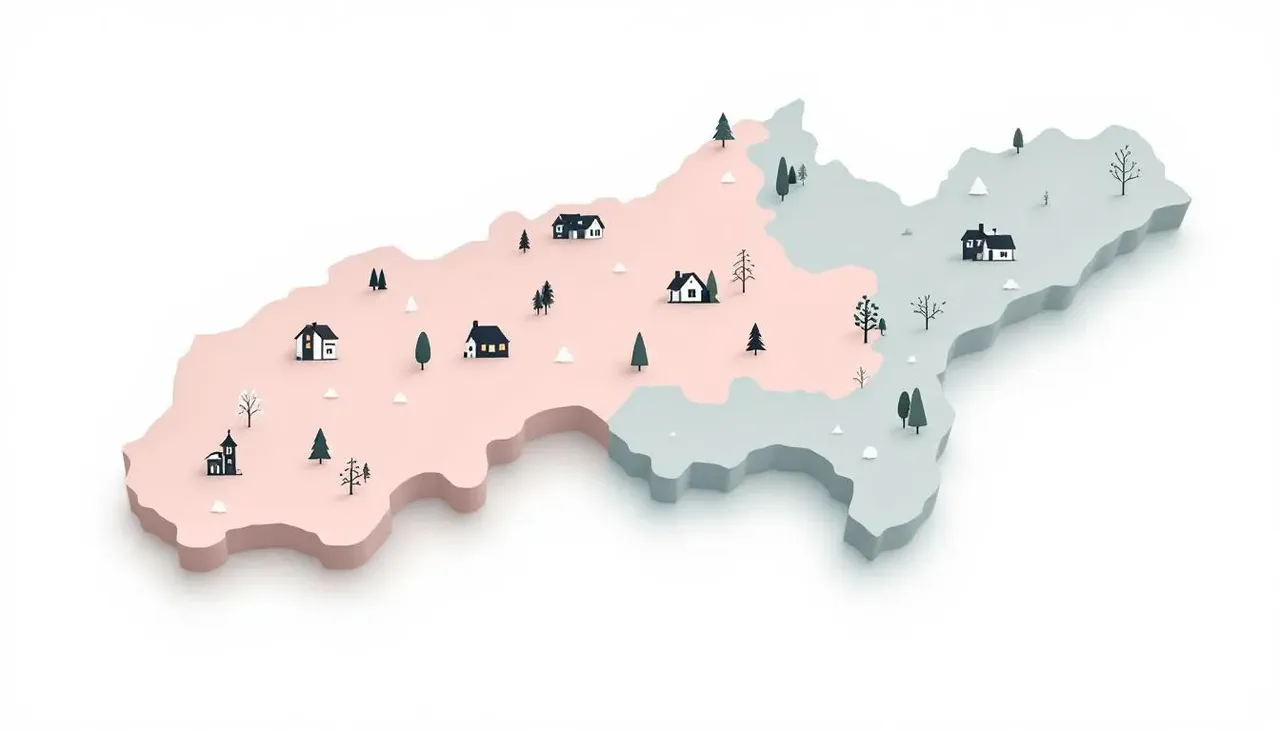 A map highlighting various locations and their land values.
